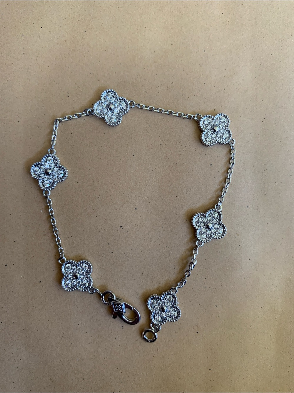 Silver Floral Cubic Zirconia Bracelet - Elegant Silver Flower Link Bracelet